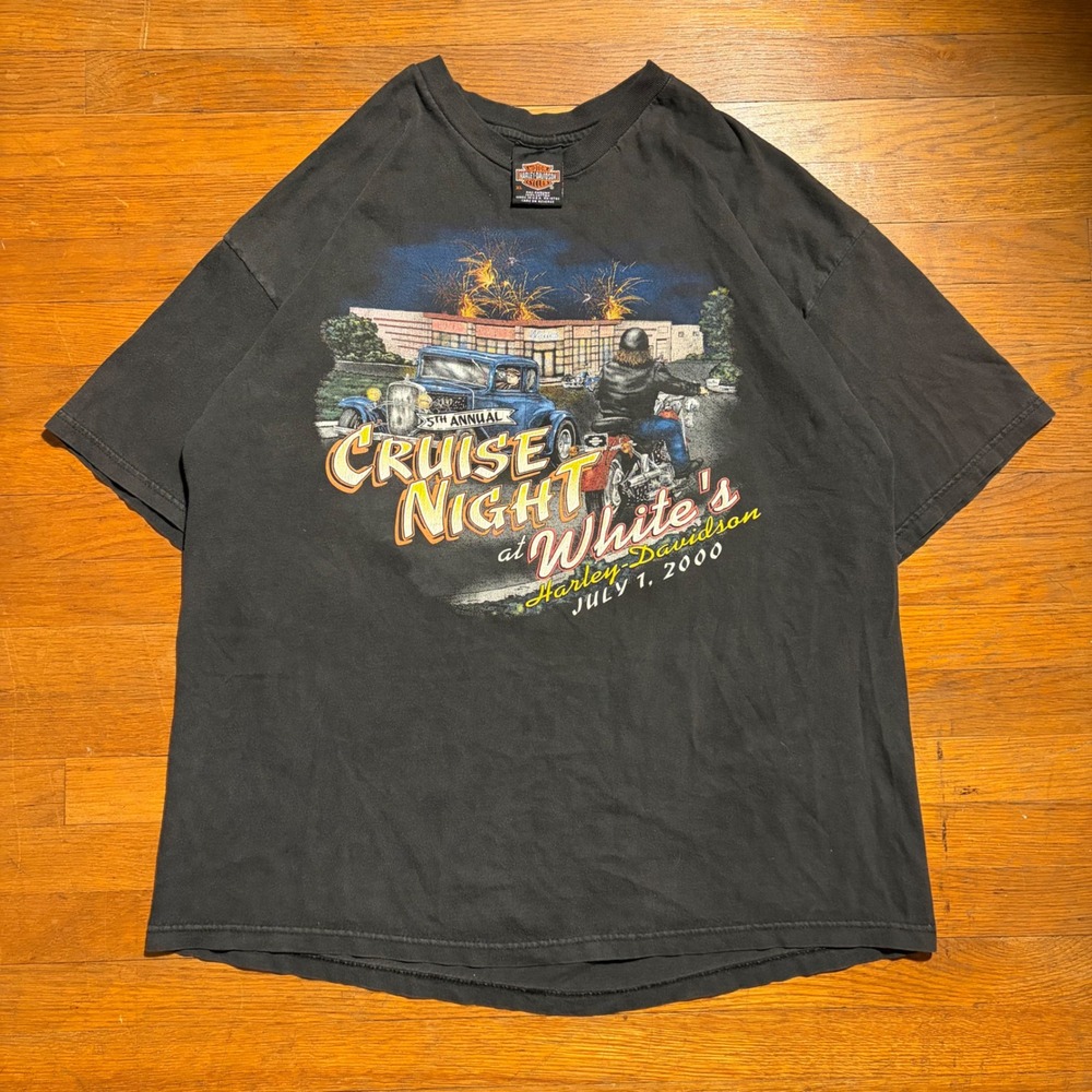Vintage 2000 Harley Davidson Cruise Night White's Lebanon PA T-Shirt XL Black